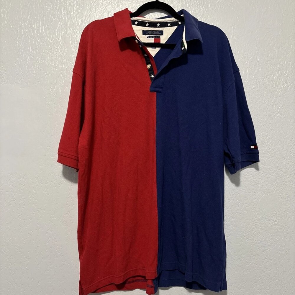 Vintage Tommy Hilfiger Polo Shirt Double Sided Rare Mens Sz 2XL Color Block